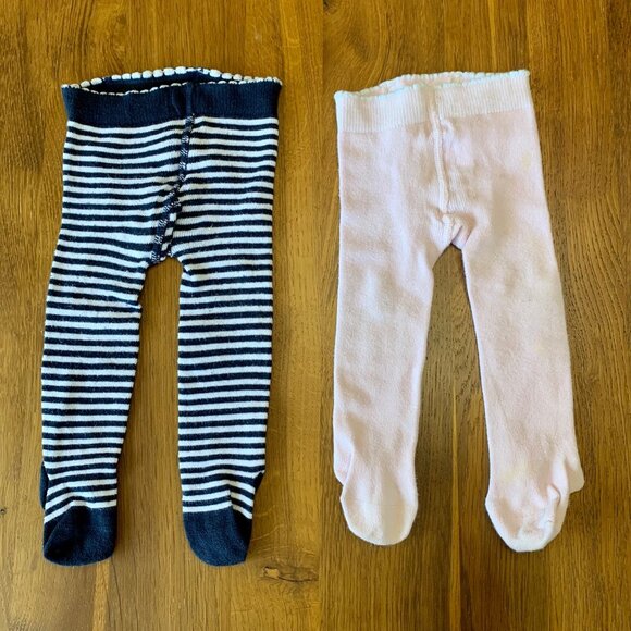 MARQUISE Winter Tights Bundle Baby Girls 0-6 Mos Infant Girl Blue Stripes Pink - Picture 2 of 13